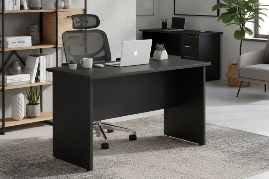 Optima Black Rectangular Panel End Desk