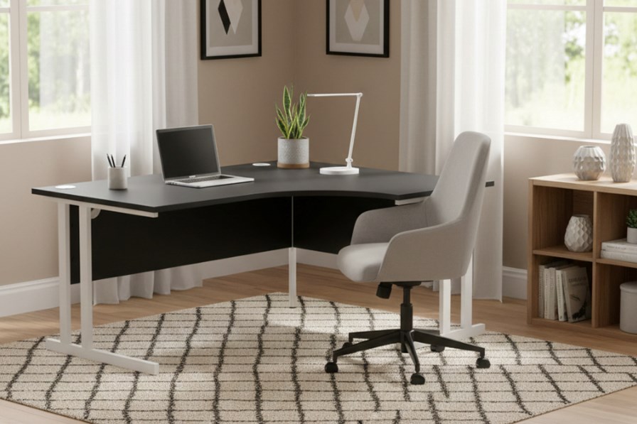 Optima Black Cantilever Crescent Desk