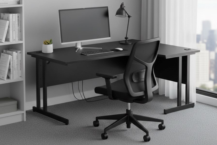 Optima Black Cantilever Crescent Desk