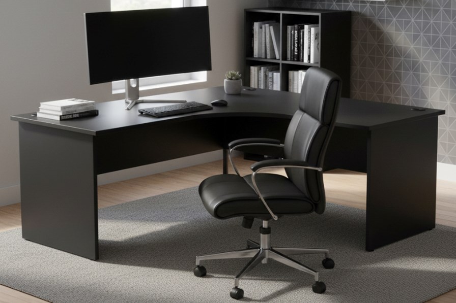 Optima Black Panel End Crescent Desk