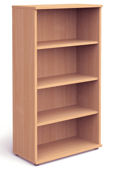 View Medium Height Open Bookcase With Three Adjustable Shelves In Beech Finish For Home Office Study 160cm Tall Levelling Feet Holds A4 Folders information