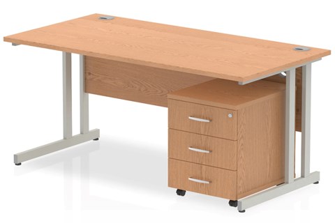 Norton Oak Straight Desk And Pedestal