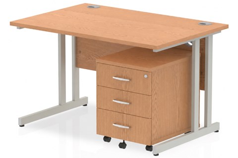 Norton Oak Straight Desk And Pedestal