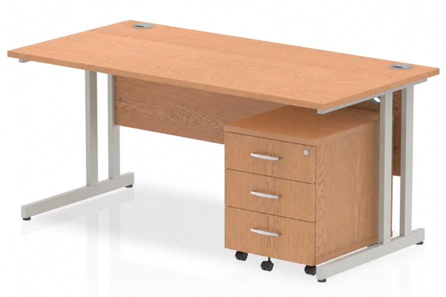 Norton Oak Straight Desk And Pedestal