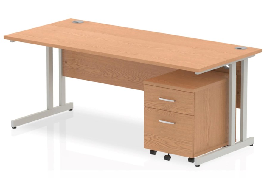 Norton Oak Straight Desk And Pedestal