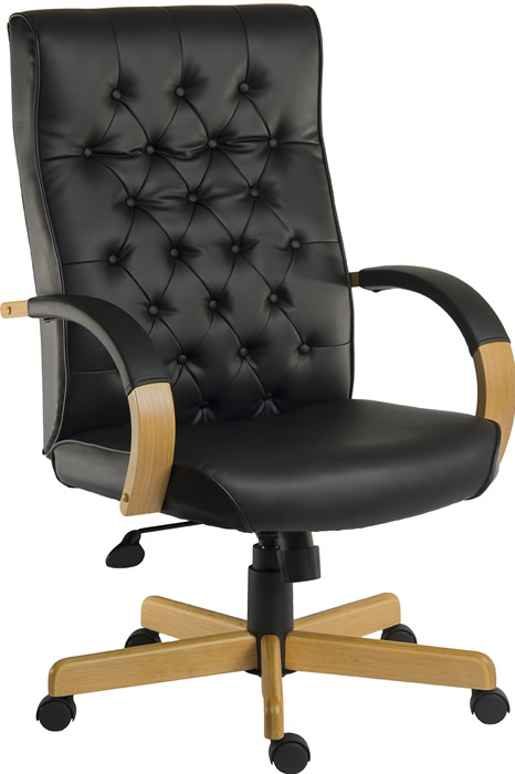 Traditional Leather Office Chair 4, Real Leather Office Chair Uk