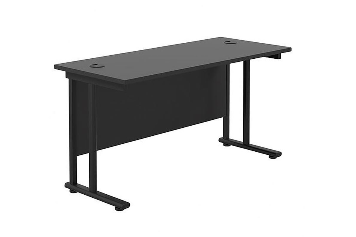 Kestral Black Rectangular Cantilever Desk with a black top and black cantilever legs