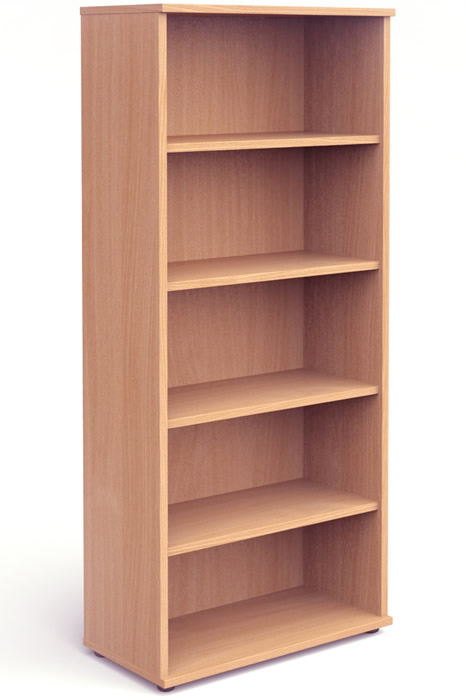 View Tall Open Bookcase With Four Adjustable Shelves In Beech Finish For Home Office Study 200cm Tall Levelling Feet Holds A4 Folders Price Point information