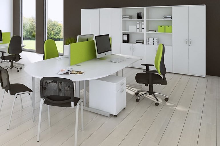 Polar White Desk High Office Cupboard