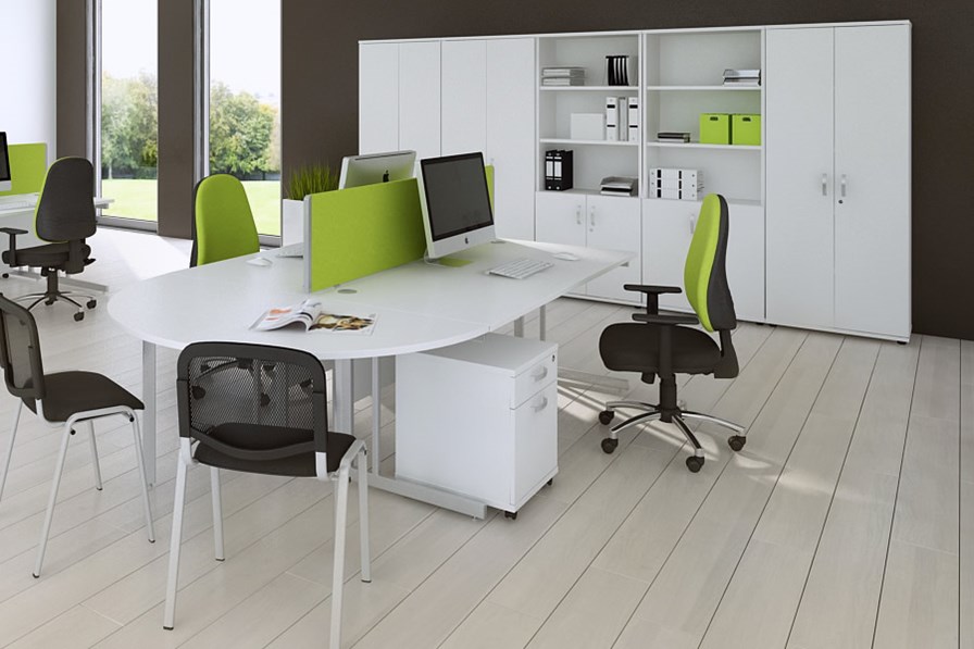 Polar White 1600mm Office Bookcase