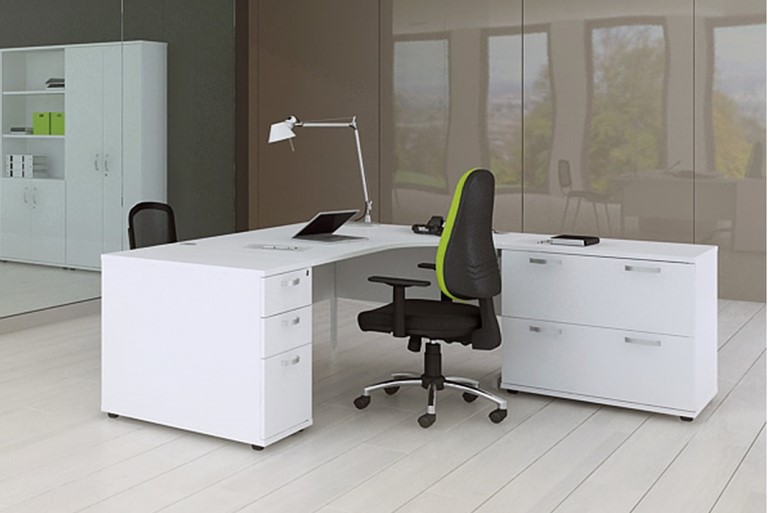 Polar white Rectangular Panel End Desk