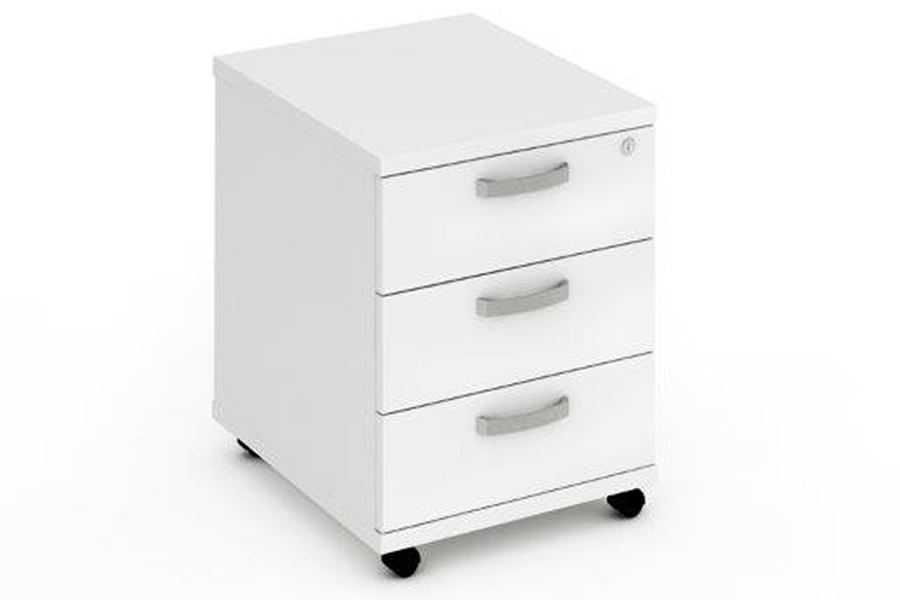 View White Three Drawer Mobile Under Desk Pedestal Storage Chest 3 Box Drawers Easy Glide Fully Extending Runners Locking Drawers Polar information