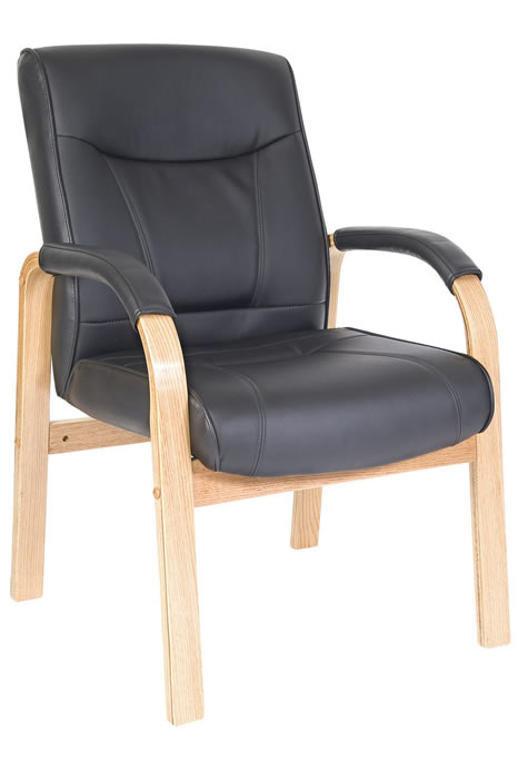 View Leather Visitors Office Chair Beech Frame Kingston information