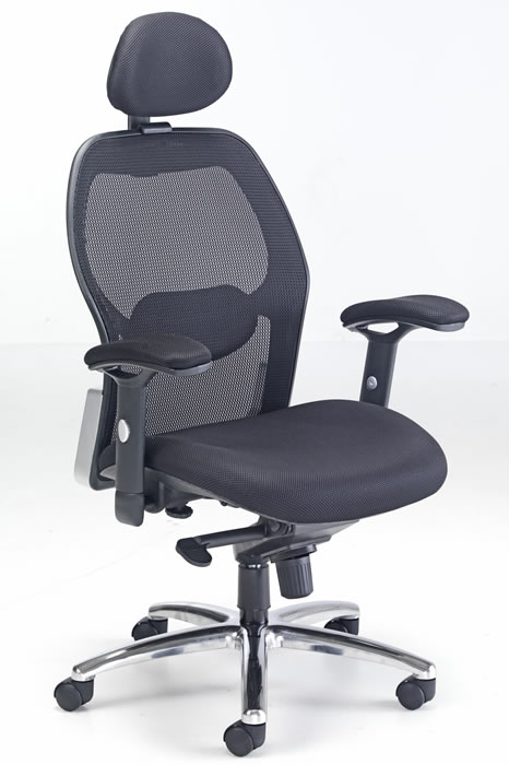 View Black Cobham High Back Luxury Mesh Office Chair With Headrest Adjustable Arms information