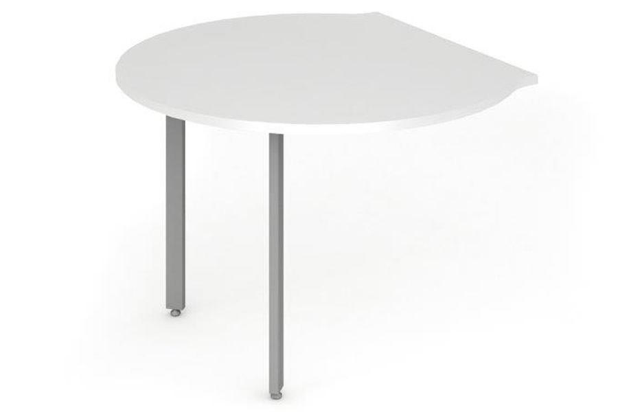 View White Circular Meeting Table To Fit To Desk Rounded End 100cm x 100cm Scratch Resistant Surface Post Legs With Levelling Feet Polar information