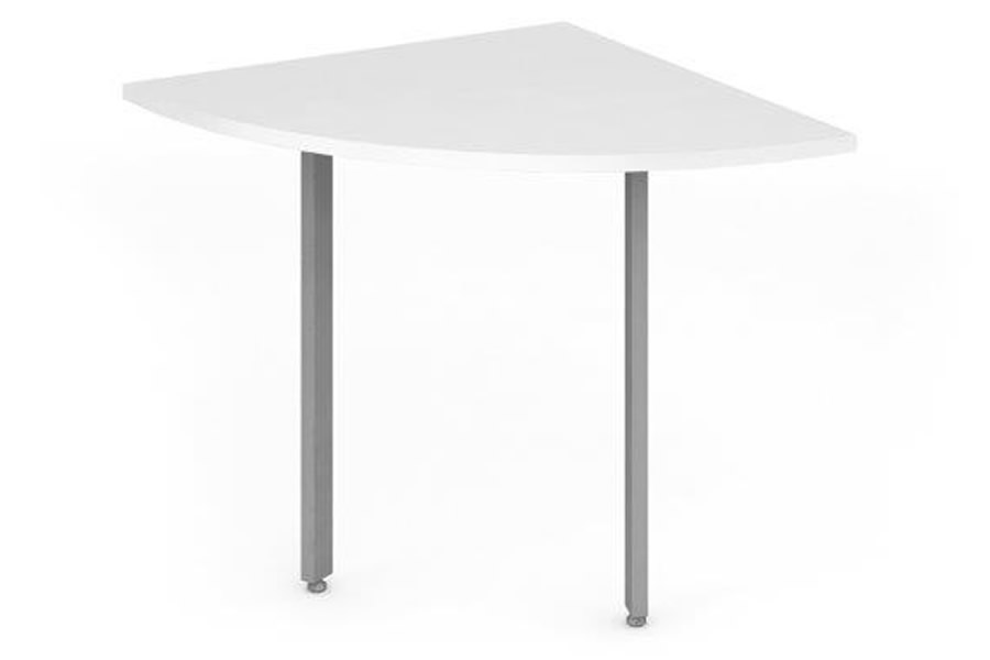 View White Quarter End Meeting Table To Fit To Desk Rounded End 80cm x 80cm Scratch Resistant Surface Post Legs With Levelling Feet Polar information