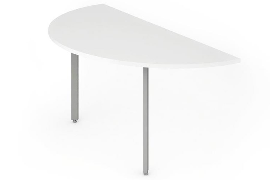 View White 160cm Semi Circular Meeting Table Steel Silver Post Legs Levelling Feet Scratch Resistant Surface Impulse Polar information