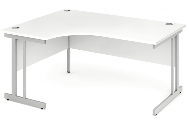 Polar White Cantilever Corner Desk