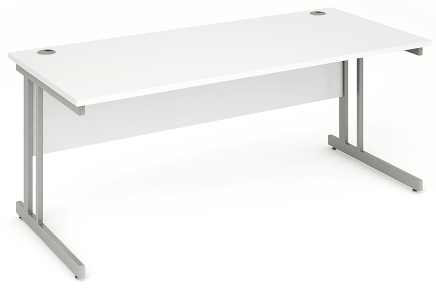 View White Rectangular Cantilever Office Desk 4 Sizes 2 Cable Ports Polar information