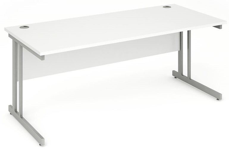Polar White Rectangular Cantilever Desk