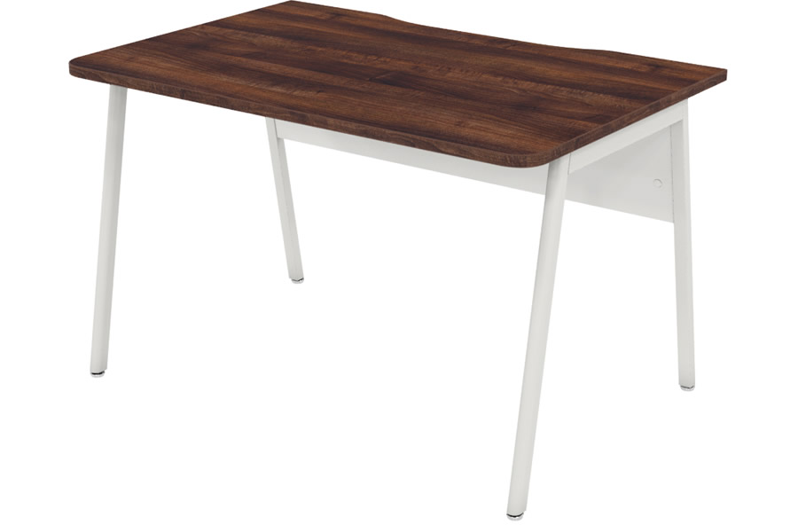 View Ascend Walnut Modern AFrame Rectangular Office Desk 1200mm x 800mm 25mm Scratch Resistant Top Surface White Steel AFrame Leg information