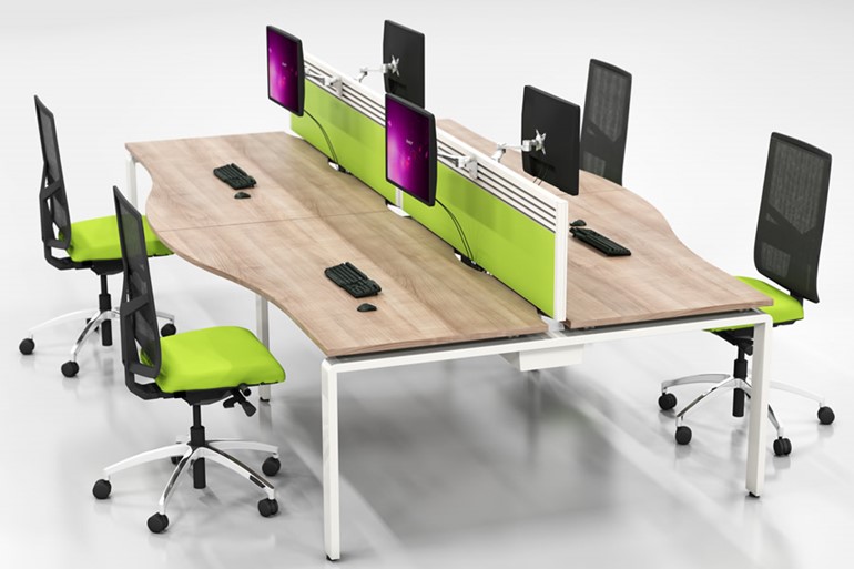 Aura Beam 6 Person Wave Bench Desk