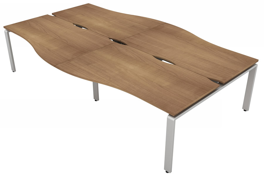 View Aura Beam 4 Person Wave Bench Office Desk 4 Sizes 7 Wood Colours information