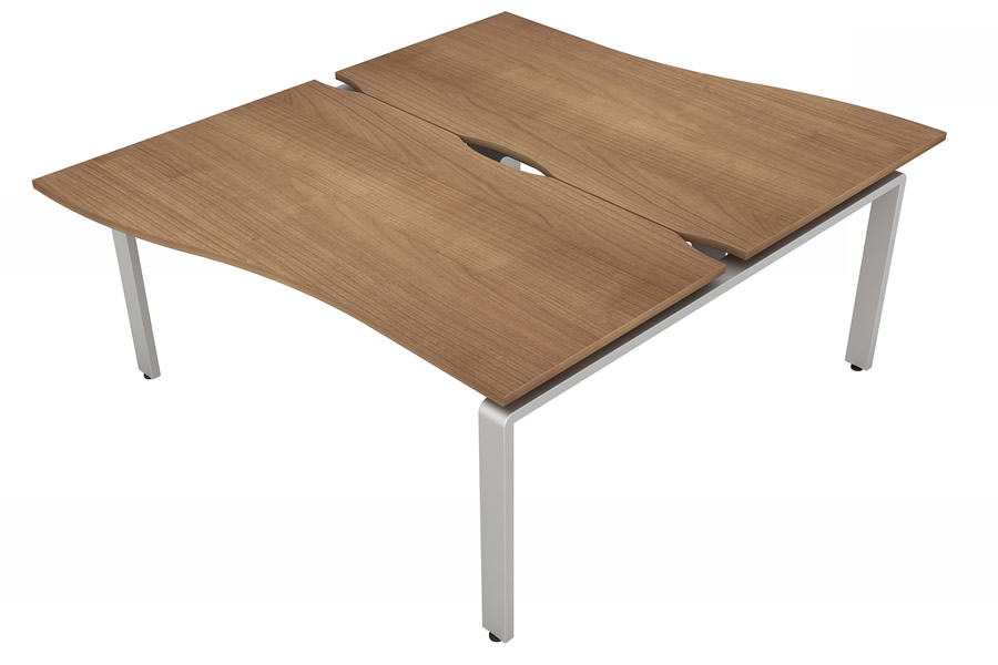 View Birch 2 Person Wave Bench Desk Silver Leg 2 x W1200mm x D800mm Aura Beam information