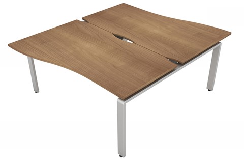 Aura Beam 2 Wave Bench Desk - 1200mm 1200mm Birch Silver