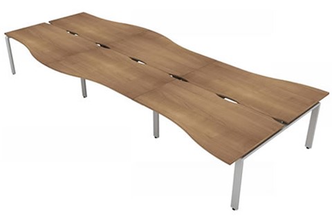 Aura Beam 6 Wave Bench Desk - 3600mm 1200mm Birch Silver 