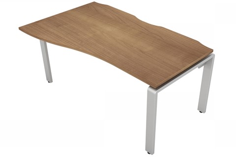 Aura Beam Wave Bench Desk - 1200mm 600mm Birch Left Hand Wave Silver 