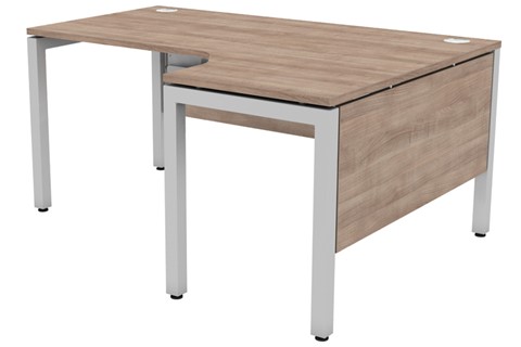Duty Crescent Desk With Cable Mangement - Birch 1600mm Right Handed Silver 