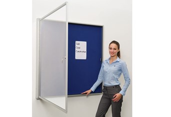 Anti Vandal Noticeboard - 900 x 600mm Single Door Blue