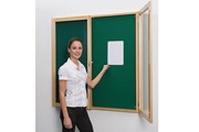 Beech Wood Frame Tamperproof Noticeboard - 900 x 600mm Green 