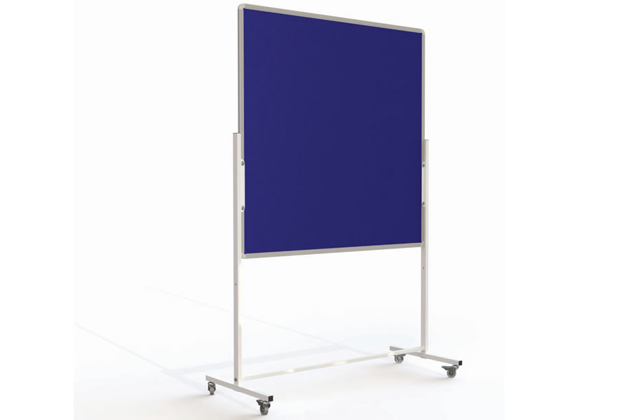 View Blue Mobile Flipchart Combination Noticeboard Felt Noticeboard Dry Wipe Noticeboard 900mm x 1200mm Easy Glide Wheels 3 Colours 4 Sizes information