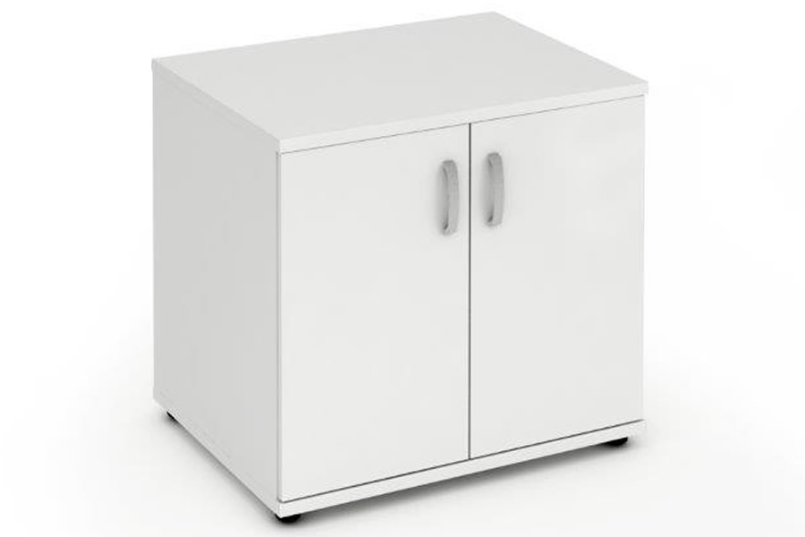 Impulse High Gloss Desk High Twin Cupboard With Credenza Top, 1 Shelf, 720mm High, White