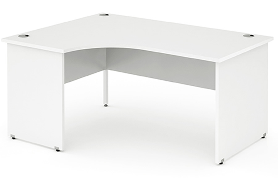 View White LShaped Left Handed Corner Desk Panel End Office Desk With 3 x Cable Ports Polar Range information