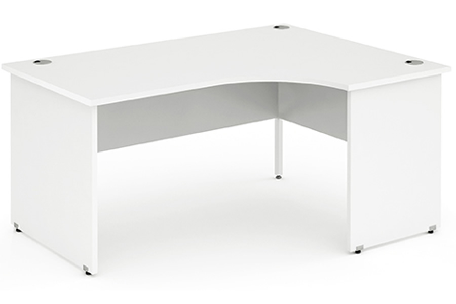 View White LShaped Right Handed Corner Desk Panel End Office Desk With 3 x Cable Ports Polar Range information