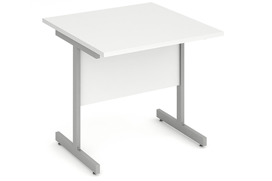 View White Small Rectangular Home Office Study Desk W100cm x D60cm Cantilever Steel Frame Levelling Feet Scratch Resistant Surface Polar information