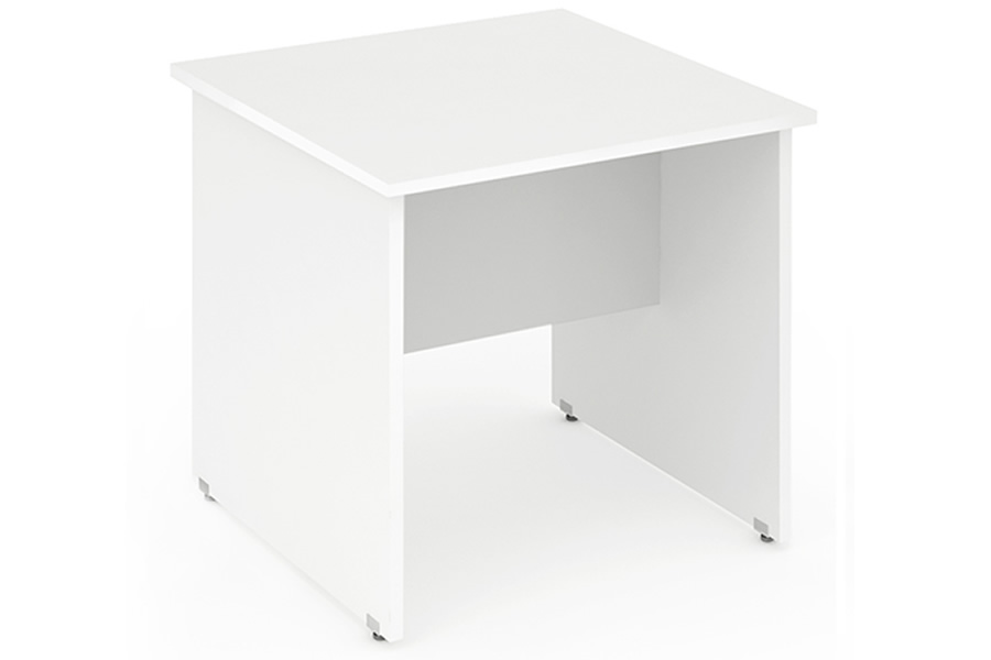 View White Small Rectangular Home Office Study Desk W100cm x D60cm Panel Base Frame Levelling Feet Scratch Resistant Surface Polar information