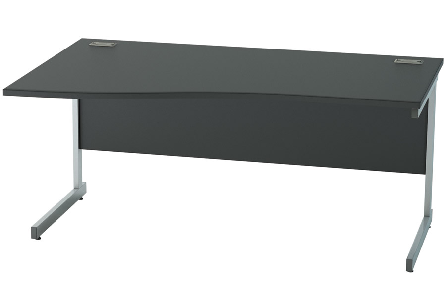 View Black Modern Cantilever Wave Office Desk Scratch Resistant Left Hand 1200 1400 1600 Silver Leg information