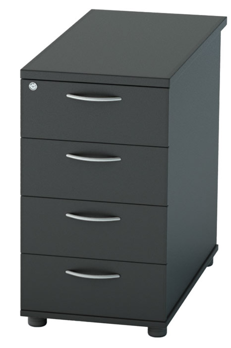 View Black 4 Drawer Desk High Pedestal Drawers 60cm Deep Fully Locking Drawers 4 Easy Glide Fully Extending Box Drawers Nene information