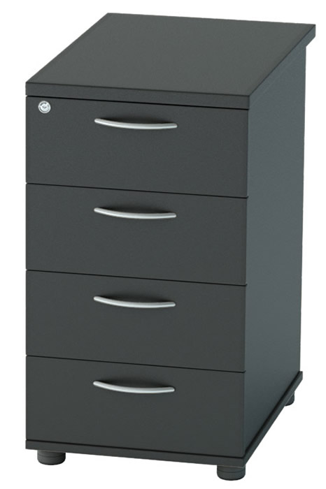 View Black 4 Drawer Desk High Pedestal Drawers 80cm Deep Fully Locking Drawers 2 Box Drawers One Filing Drawer A4 Foolscap Files Nene information