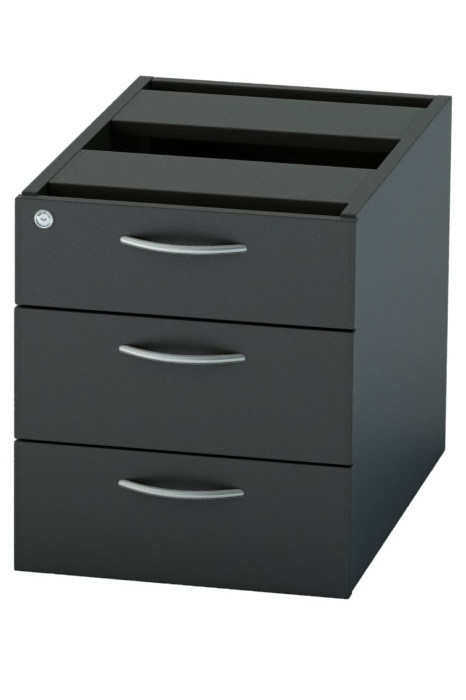 View Black Nene Three Drawer Fixed Pedestal information