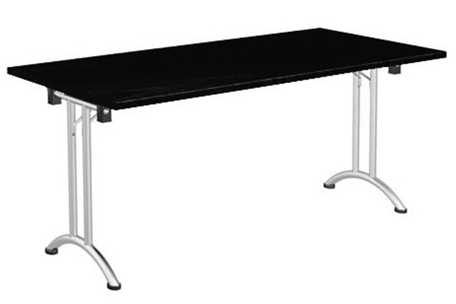 View 1600mm Wide Black Folding Rectangular Meeting Table Steel Base Nene information