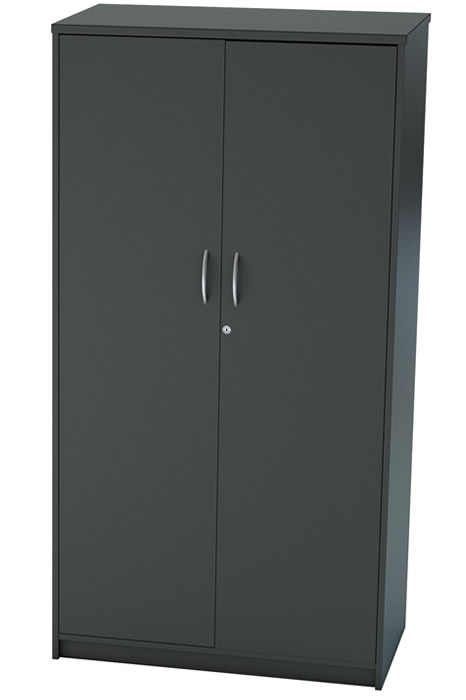 View Black Tall 2 Door Office Study Cupboard Fully Lockable Doors 2 Keys Scratch Resistant Surface Nene information