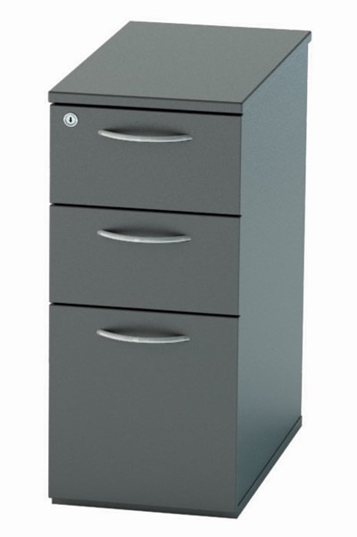 Nene Black Narrow 3 Drawer Under Desk Office Pedestal Lockable