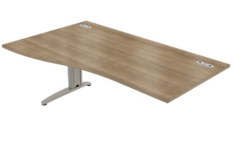 Domino Beam Wave Extension Desk - Left Handed Birch 1200mm Silver 