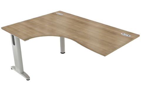 Derwent Crescent Extension Desk - Left Handed Birch 1400mm Silver
