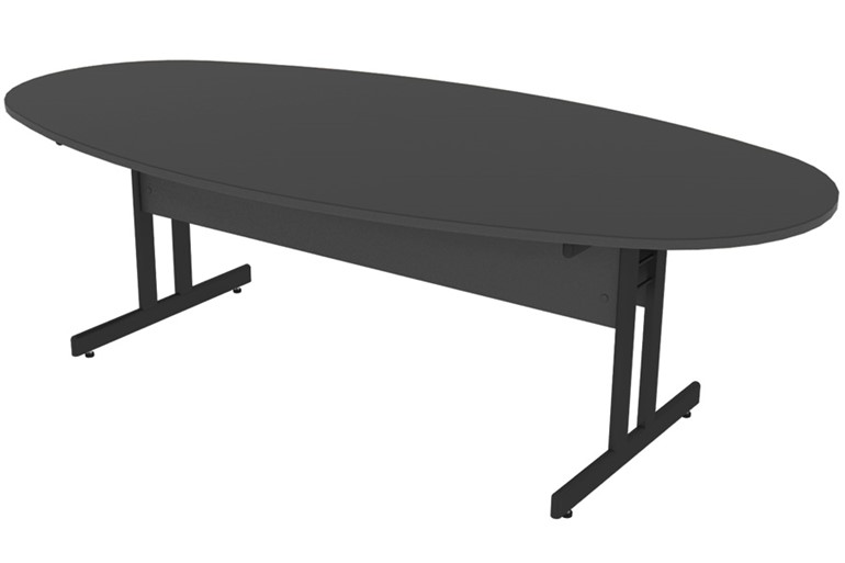 Nene Oval Black Boardroom Table